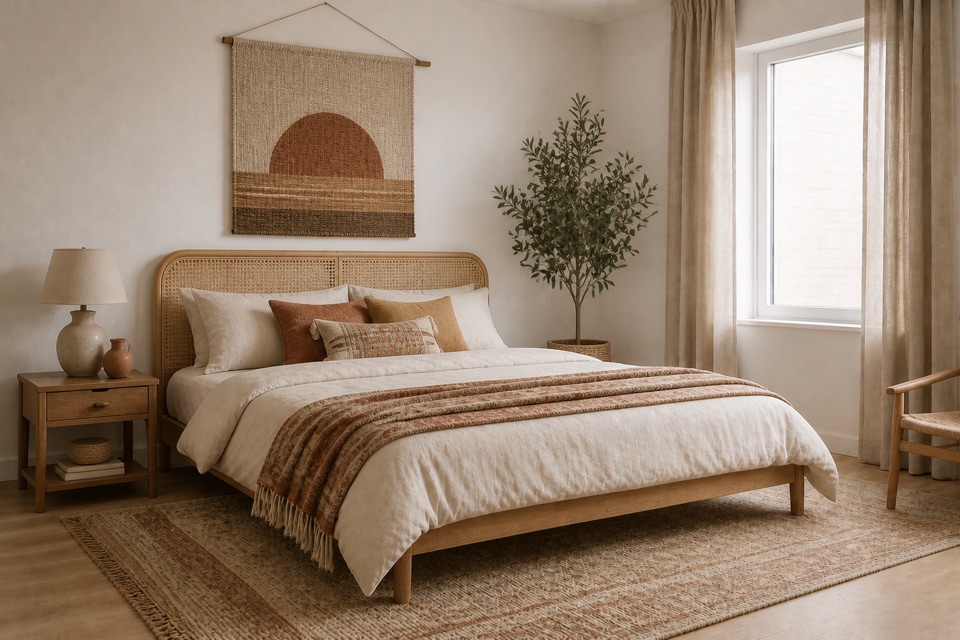 Illustrative boho bedroom preview